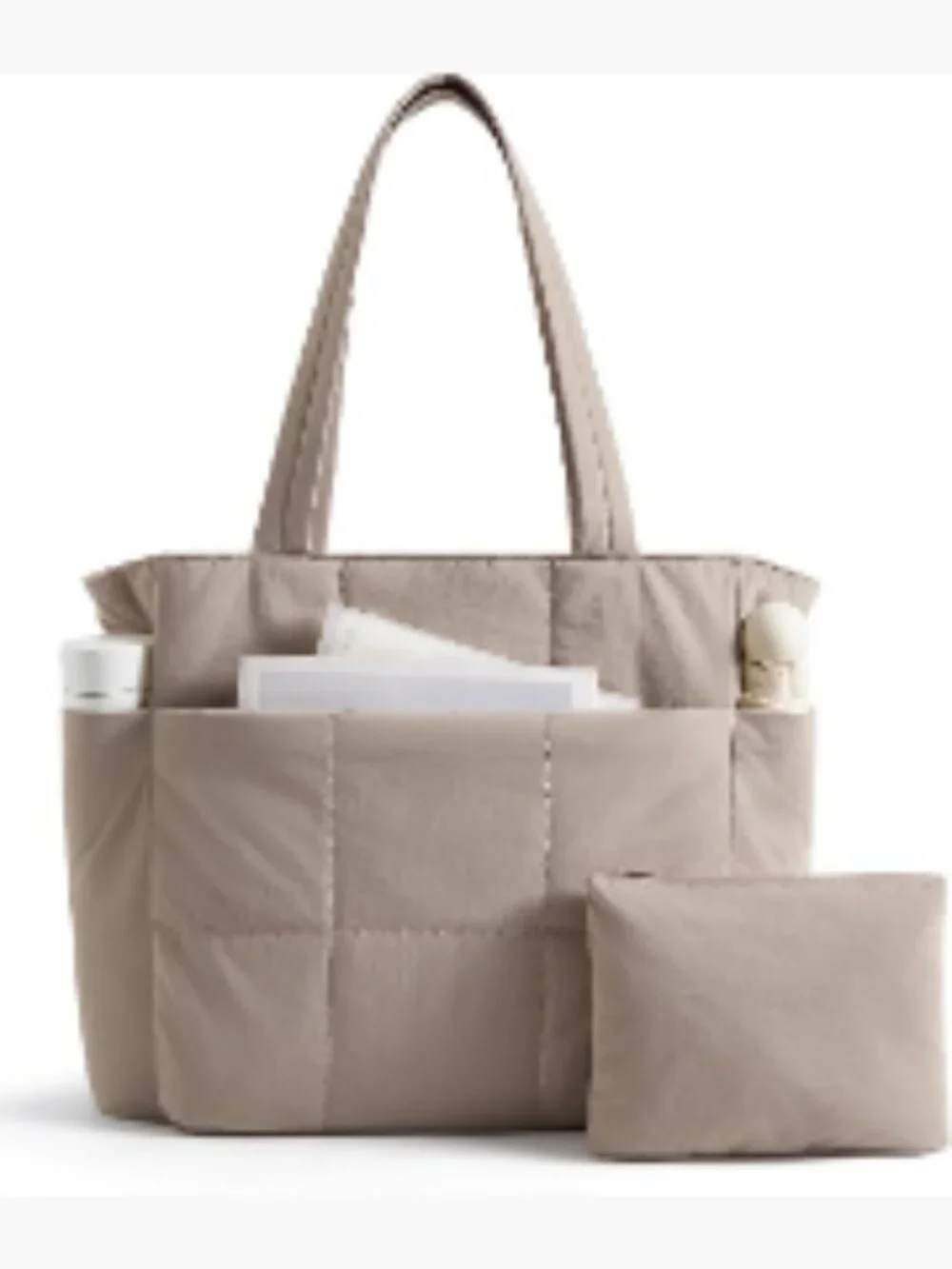 Lightweight Quilted Tote Bag Set with Laptop Compartment Travel Shoulder